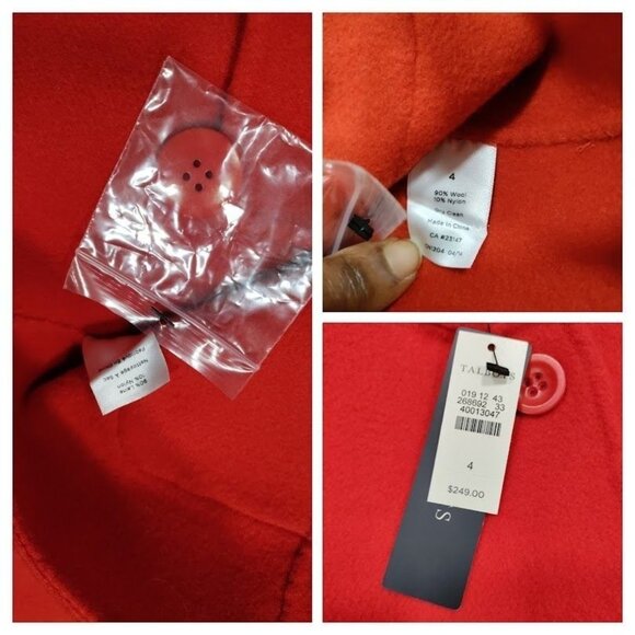 NWT Talbots Long Sleeve Wool Blend Button Down Blazer Jacket Red Women's Size 4 - Picture 9 of 14
